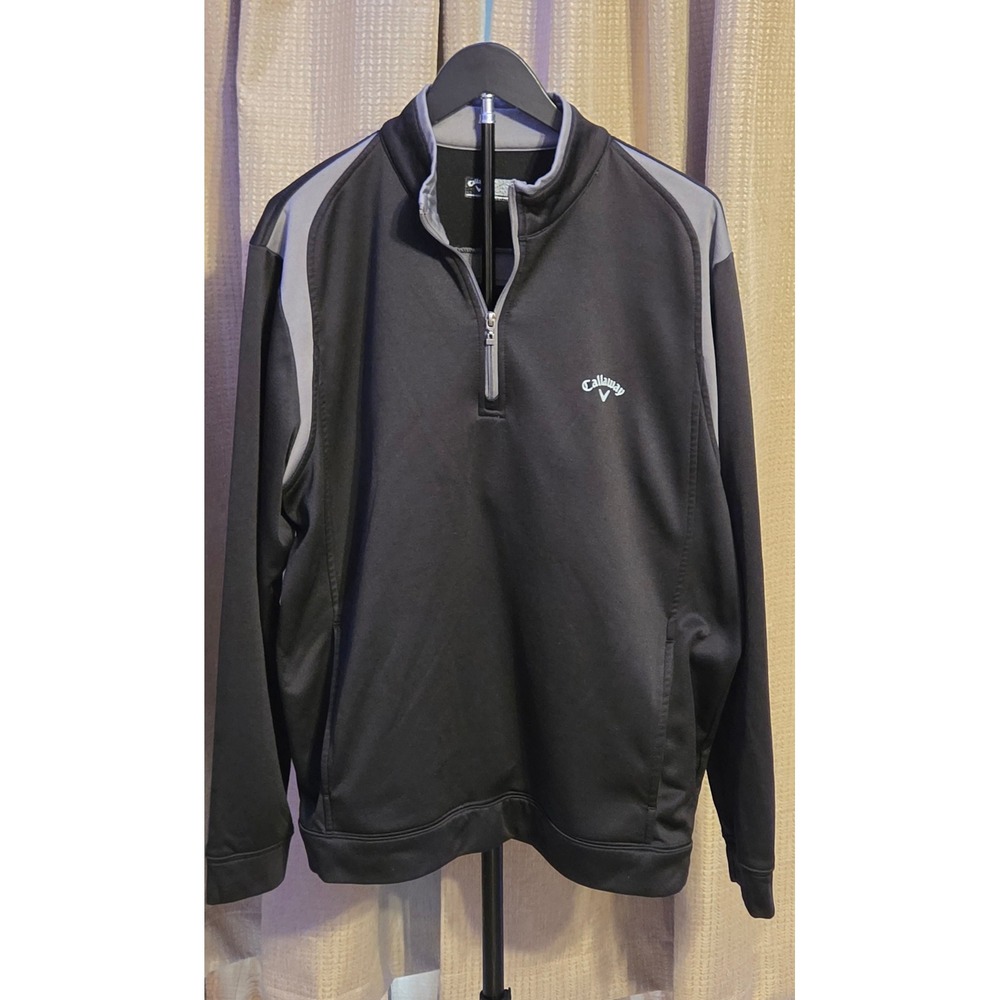 Callaway Quarter Zip Long Sleeve Pullover Mens Size Large Black